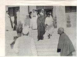  Da sahib, Indira Gandhi and jeeji coming out of  Kamla Nehru Vidaylaya